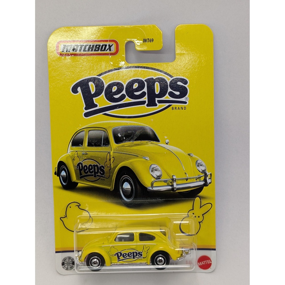 Matchbox Peeps Brand 62 Volkswagen Beetle Yellow Diecast Car JMT69 Mattel New